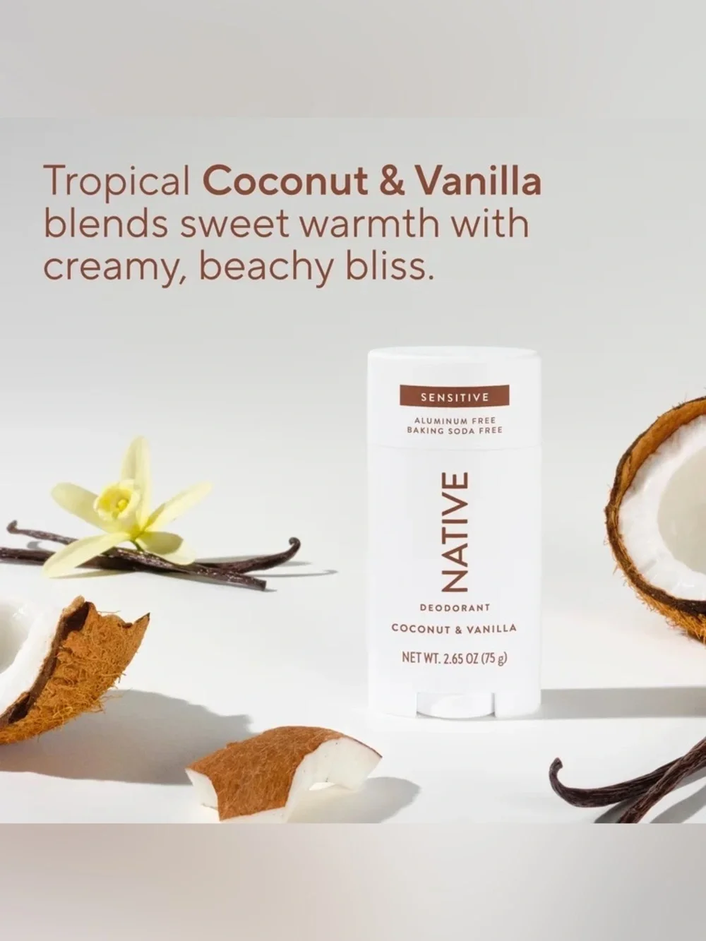 {Set of 2} NATIVE Whole Body Deodorant Spray & Solid COCONUT & VANILLA ~ New